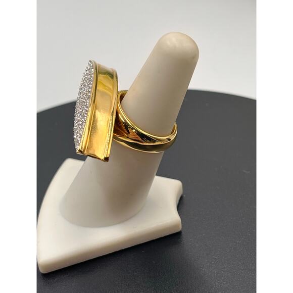 C C SKYE Pave Sparkling Bling Spear Wide Gold Plated Ring size 6.25 - Picture 4 of 7